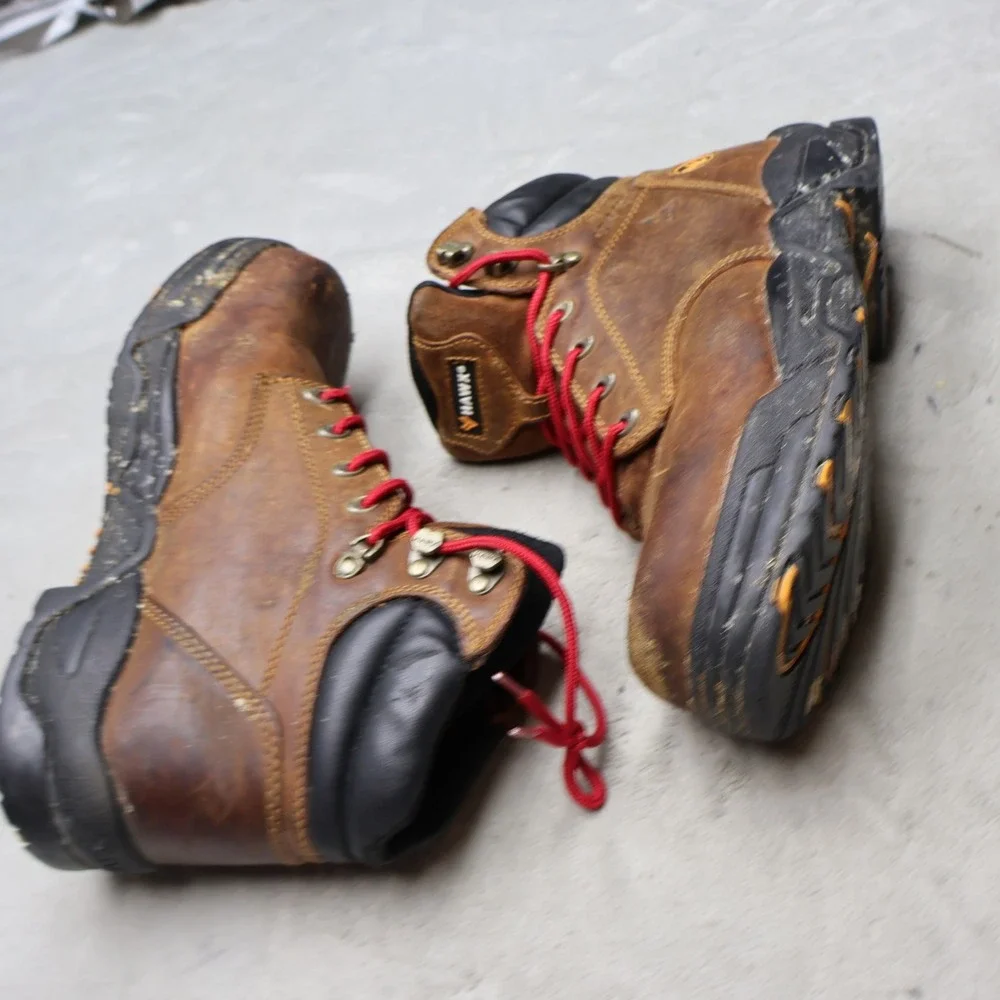 Hawx Men 9.5D Brown Work Boots Leather Composite Toe Rugged Safety Lace Up WTL-2 Hawx Men 9.5D Brown Work Boots Leather Composite Toe Rugged  main image 4